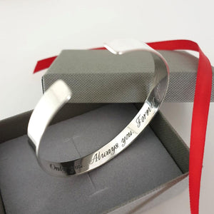Sterling Silver Infinity Love Cuff - Personalized Bracelet
