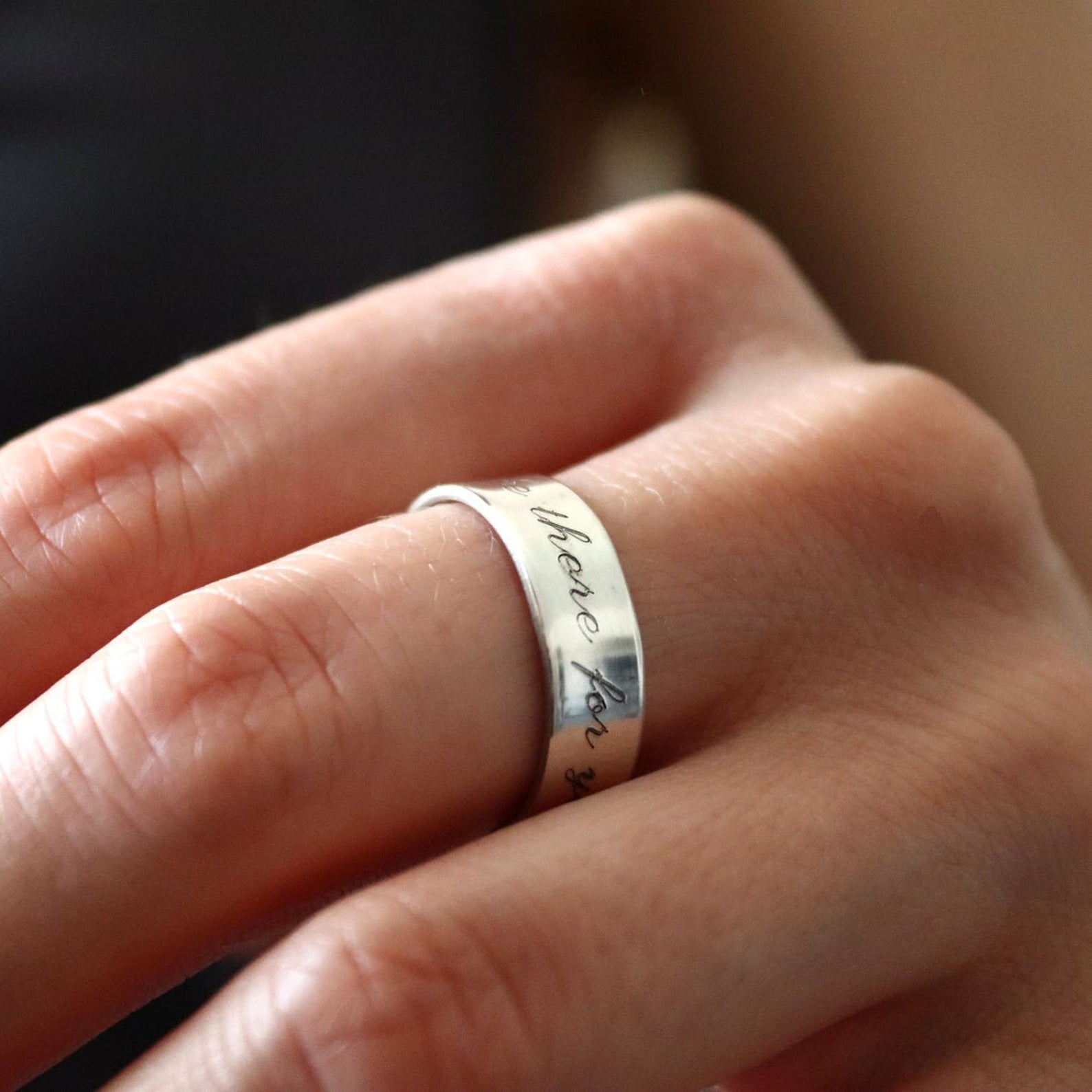 Custom Engraved Rings with Names - Silver - Hand Stamped Trinkets