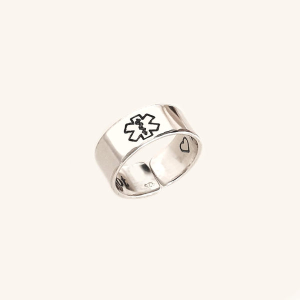 Personalized Medical Alert EMT Symbol Ring