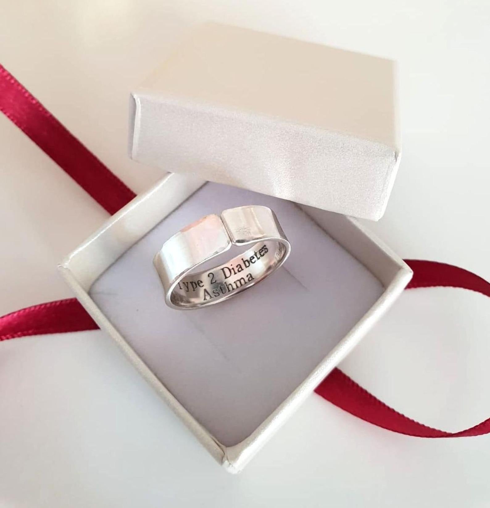 Personalized Medical Alert EMT Symbol Ring - Personalized Band ring ...