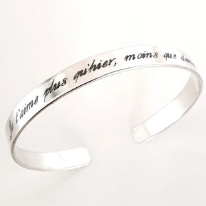 engraved silver cuff bracelet 10 words