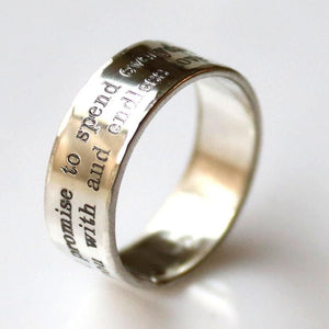 Engraved Rings With Quotes - Sterling Silver band