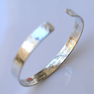 Hammered Sterling Silver Bracelet - Hidden Message Cuff