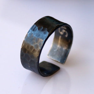Black Faceted oxidized sterling silver ring for men
