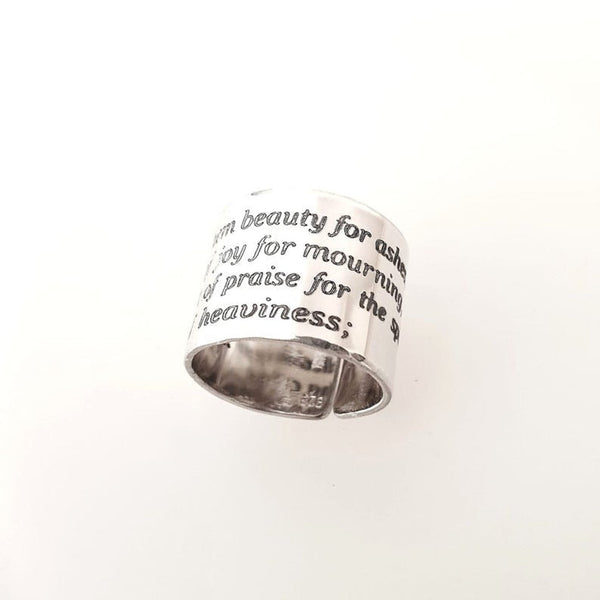 Men's Sterling Silver Wide Ring – Isaiah 43:1 Bible Verse Jewelry