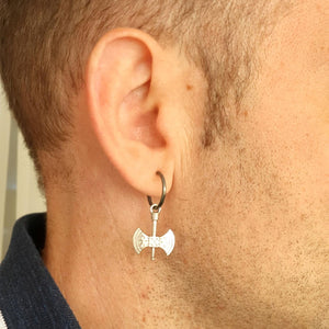 Double Axe Earring - Mens Single Earring