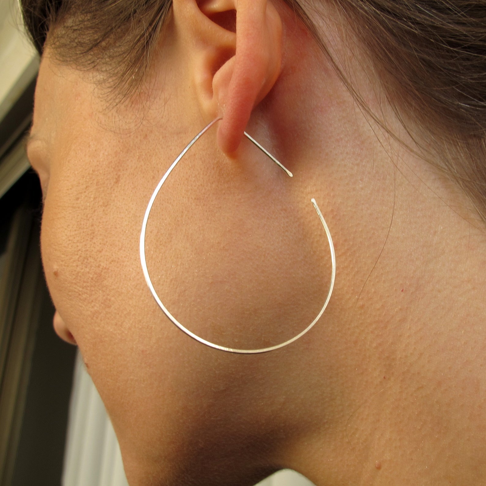 Ultra thin silver hoop earrings discount