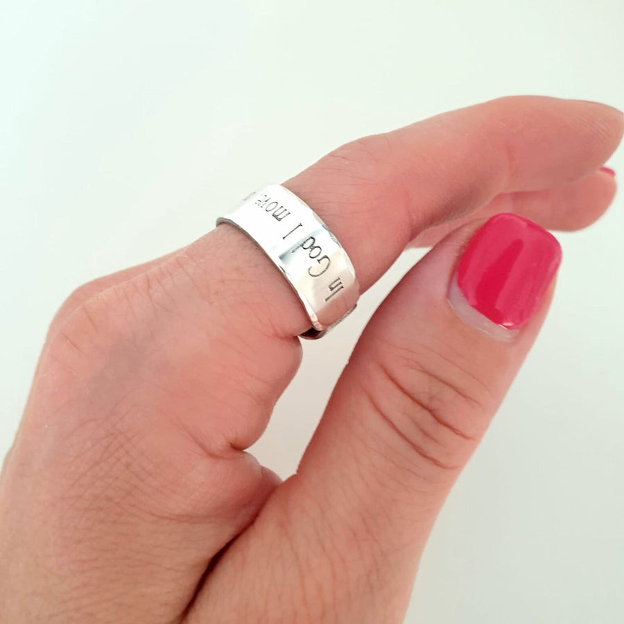 Personalized Breathe Message Ring  in Sterling Silver