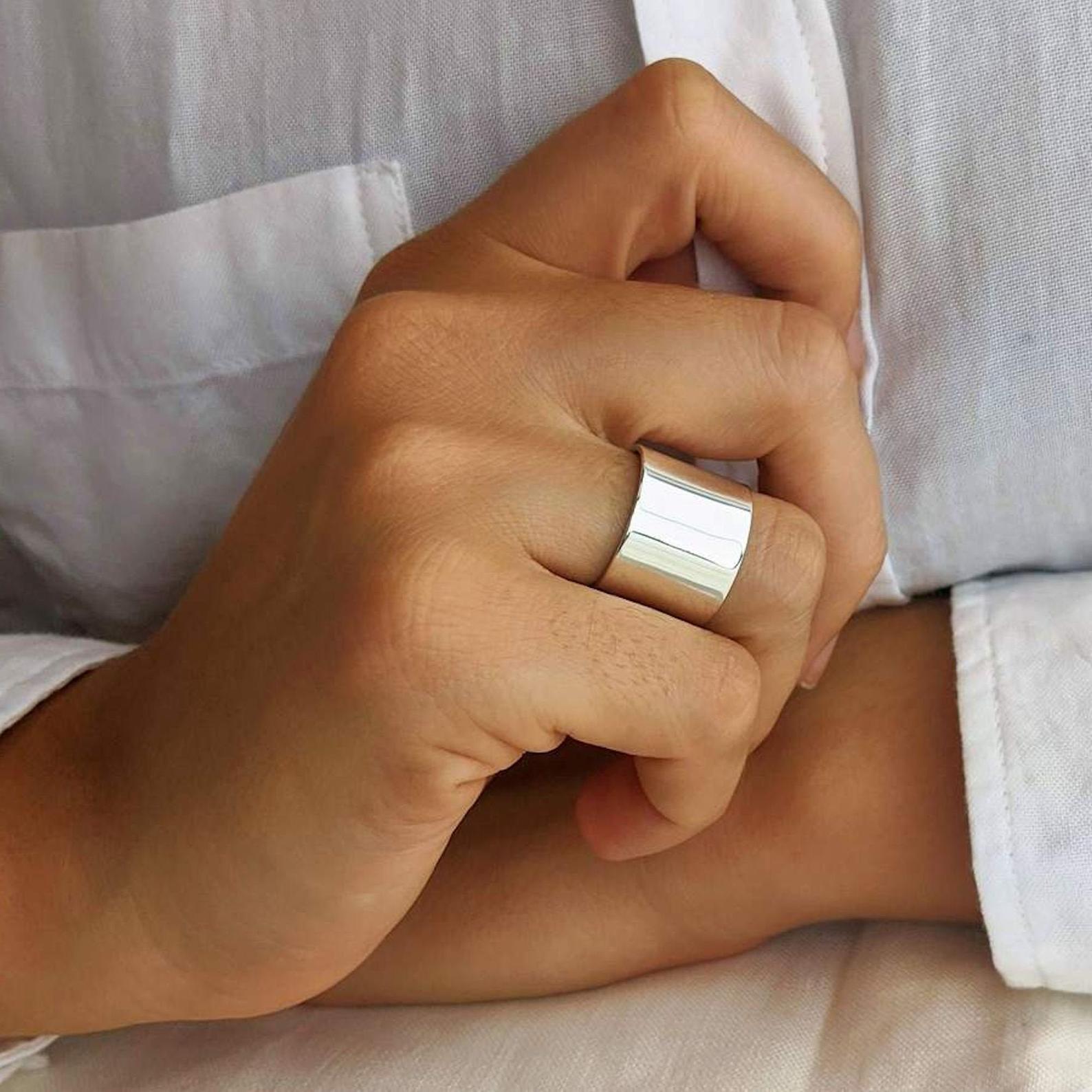 Men's Simple Glossy Width Stainless Steel Ring Men's Finger - Temu
