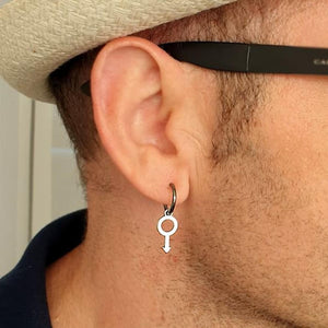 Dangle Earring - Mens Gender Symbol Pendant