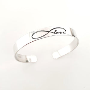 Infinity Symbol Sterling Silver Love Ring - Names Engraved Ring