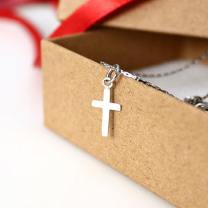 Cross Necklace - Silver Cross Pendant for Men