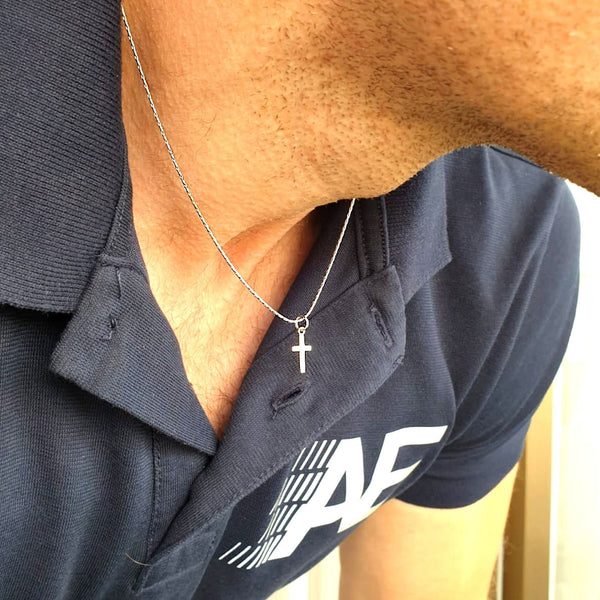 Cross Necklace - Silver Cross Pendant for Men