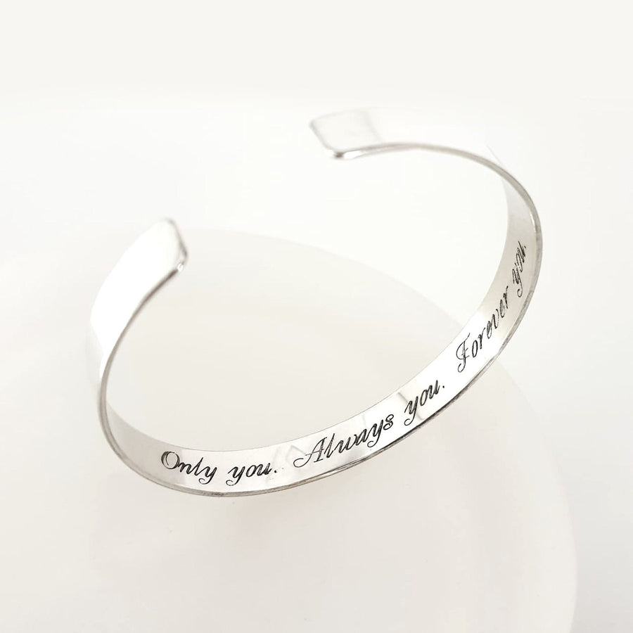 Personalized Bracelet - Anniversary Gift - Custom Sterling Silver Cuff Inside Engraving / Typewriting