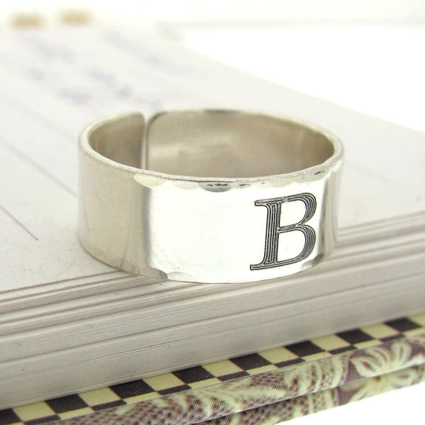 Custom Pinky Ring for Women - Personalized Sterling silver band - Engraved text
