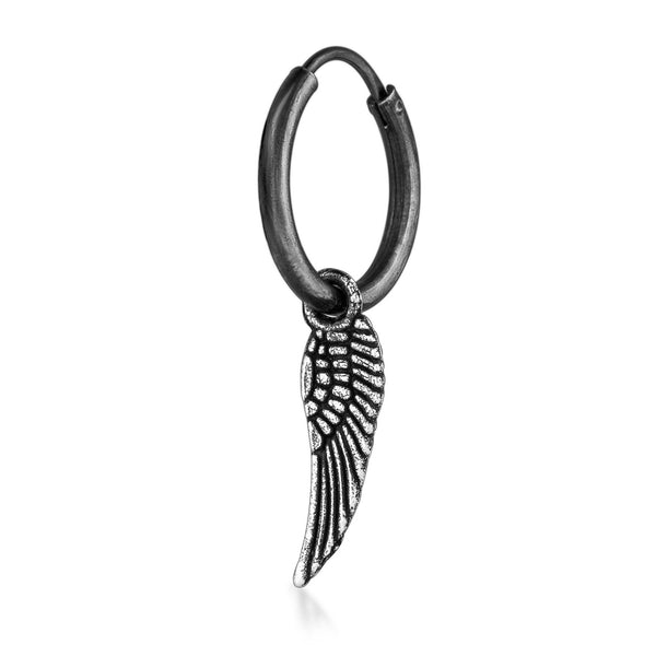Angel Wing Earring - Symbolic Gift for Men - Men's Jewelry - Black ...