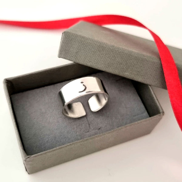 Custom Pinky Ring for Women - Personalized Sterling silver band - Engraved text