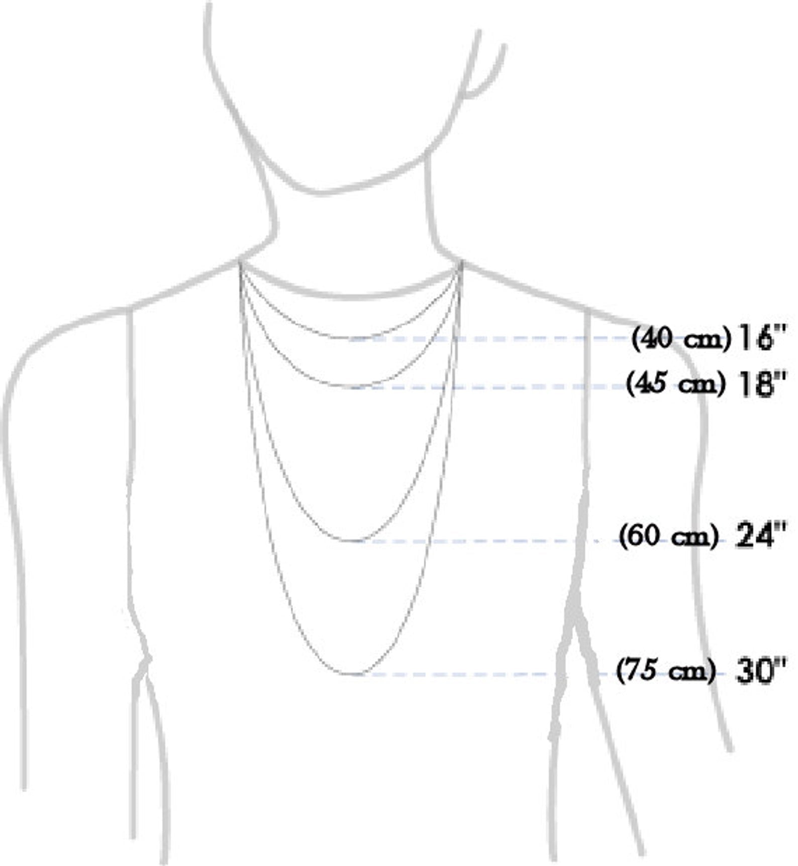 Guide to necklace length in inch and cm