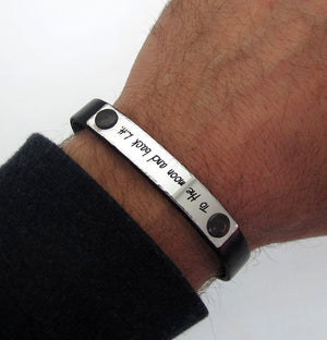 Personalized Leather ID Bracelet for Men