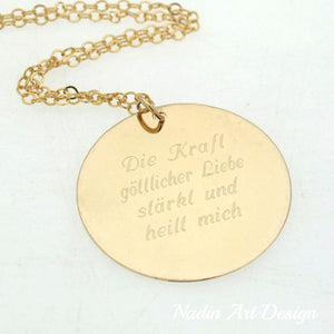 Gold pendant quote necklace
