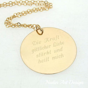 Gold pendant quote necklace
