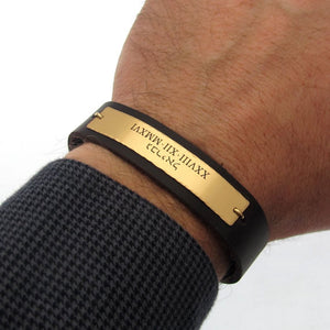 Mens Roman Numeral Engraved Bracelet