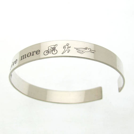 Sterling Silver cuff Bracelet Men - Personalized Sportsman Gift