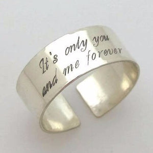 Personalized silver ring - 2 lines engraved - Text silver band ring