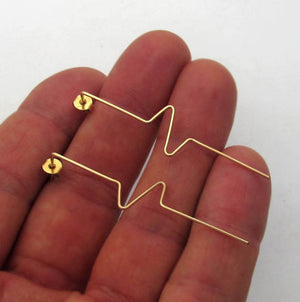 Gold Heart Beat Line Earrings