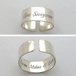 Personalized Silver Ring - 2 Initials Band Ring