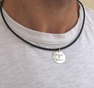 Engraved Sterling Silver Pendant Necklace for Men