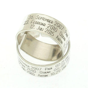 Wide Date Ring - Sterling Silver Band
