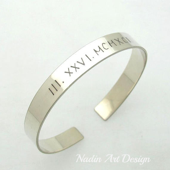 Roman numeral silver bracelet