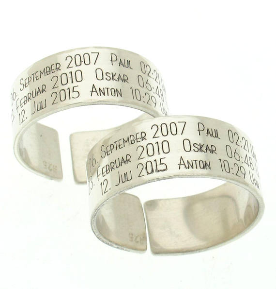 Wide Date Ring - Sterling Silver Band