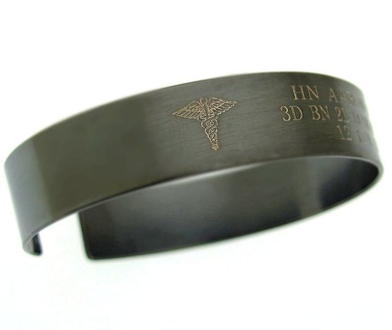 Memorial day black engraved bracelet 