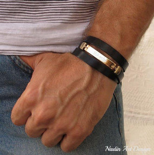 Mens Personalized Wrap Bracelet - Luxury mens Bracelets - Mens Gift Ideas