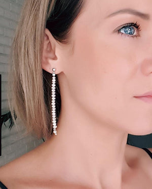 Long Pearl Earrings - Bridal jewelry