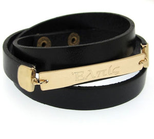 custom engraving gold leather bracelet for men