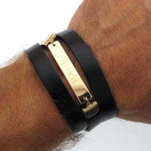 3 times wrap leather bracelet - Personalized mens jewelry