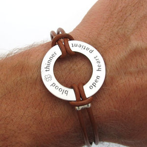 Medical Alert ID Leather Bracelet