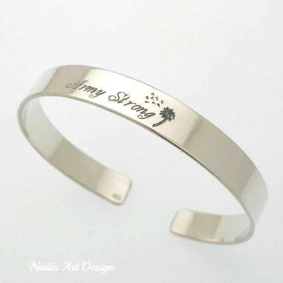 Army daughter silver bracelet