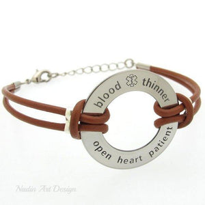 Medical Alert Leather Bracelet