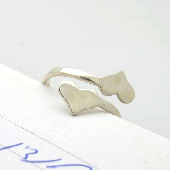 Double heart\ Ring - 2 Hears ring with letters