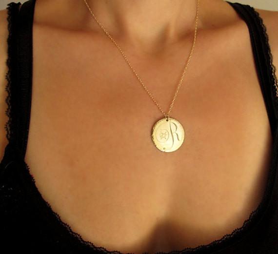 Gold Disc Necklace | Gold Circle Disc Necklace | Gold Necklace KookyTwo