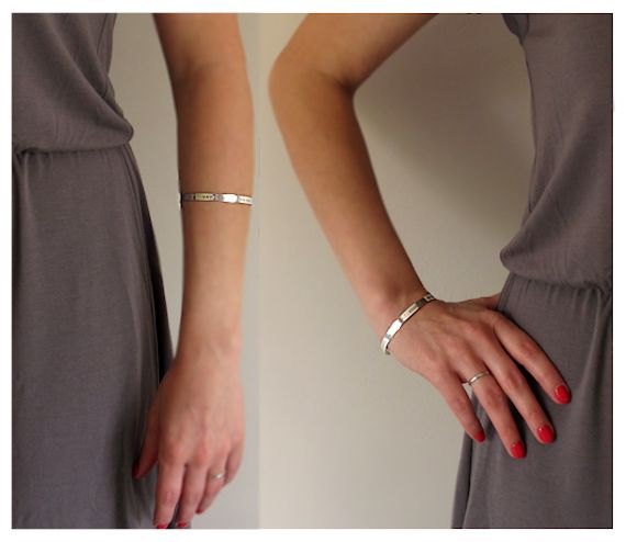 Message Cuff Bangle for her - Delicate engraved Sterling Silver cuff