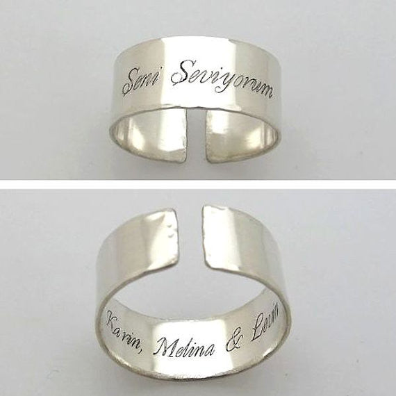 Unique Sterling Silver Band with text