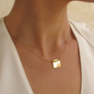 Personalized Gold Square Initials Pendant Necklace