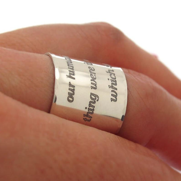 Custom Engraved Silver Wide Ring