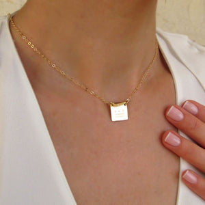 Personalized Gold Square Initials Pendant Necklace