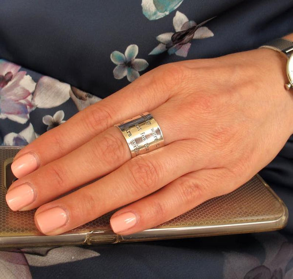 Custom Engraved Silver Wide Ring